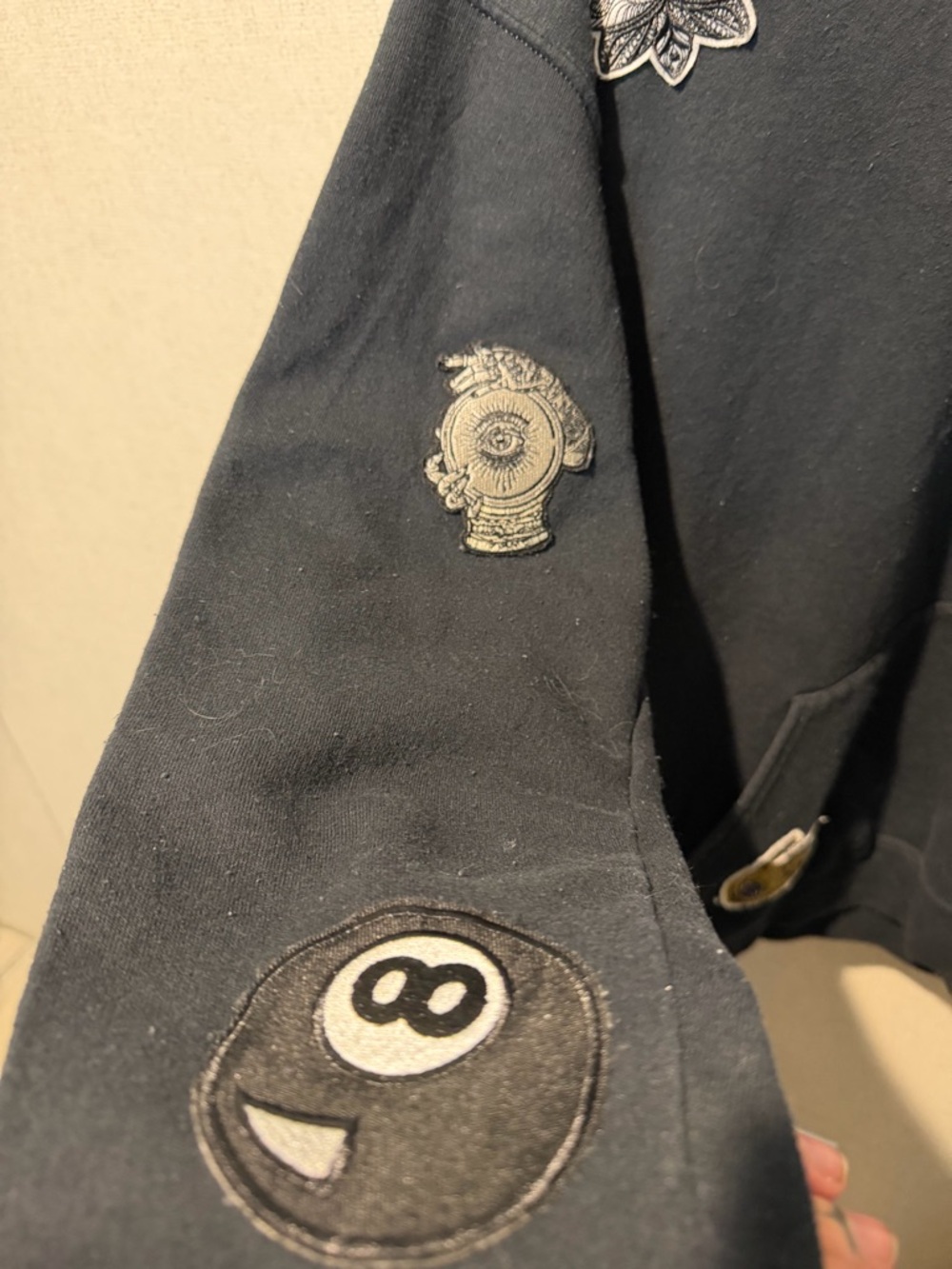 Black Hoodie with Patch Details - Picture 3 of 5